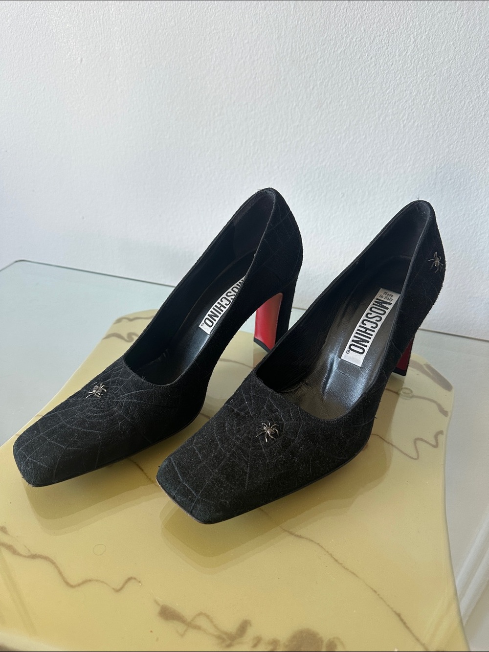 Moschino Black Pumps with Red Heel Accent